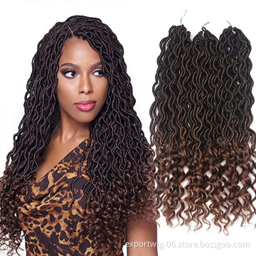 Goddess Locs Crochet Hair Extensions Solid And Ombre Color Curly Faux Locks Hair 18inch Synthetic Fiber Goddess Locs